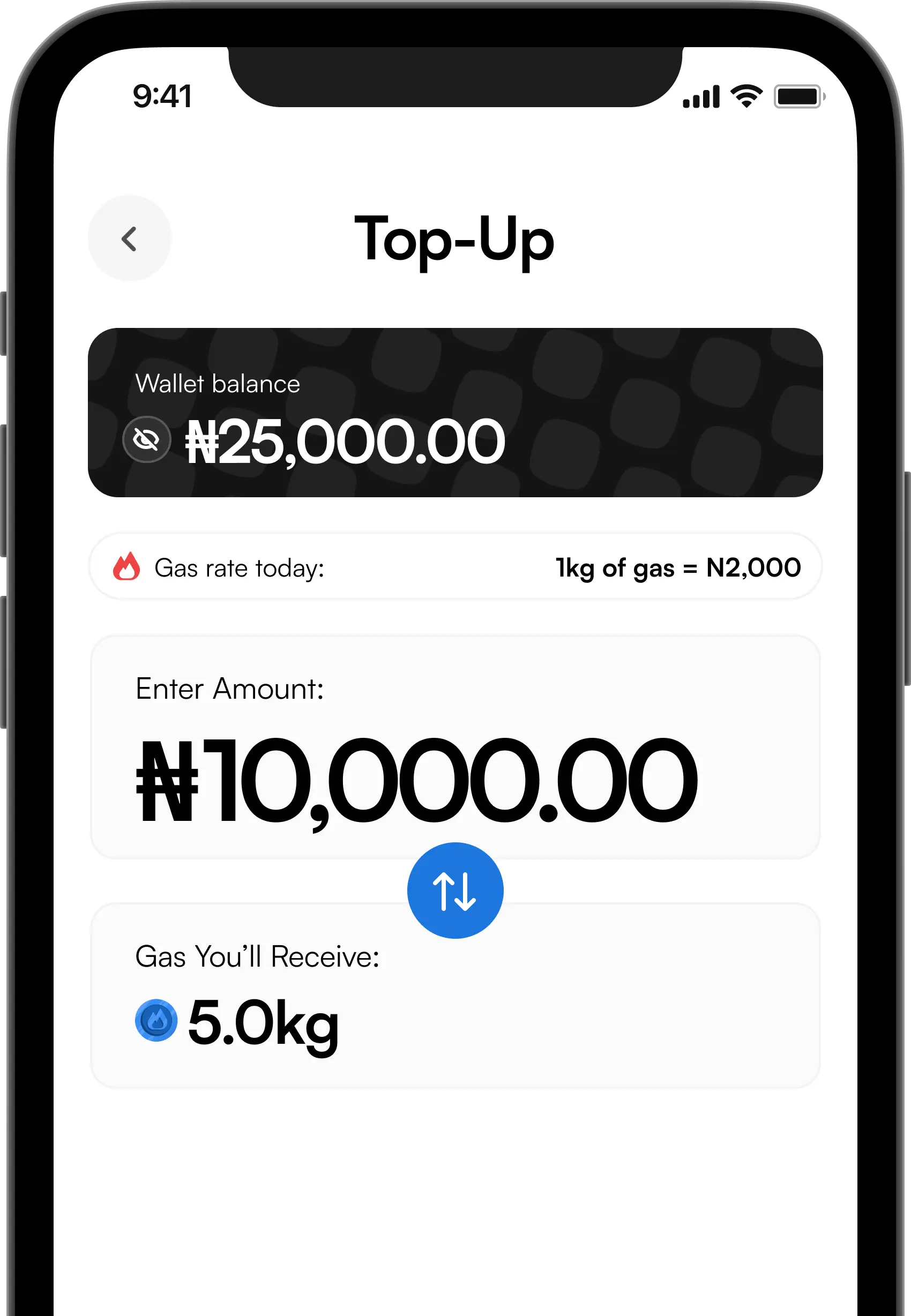 Topping up the wallet in the BuyGas app